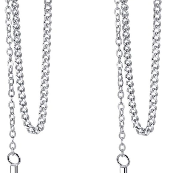 Solid 925 Sterling Silver Bar Dangle Earrings for Women Minimalist Dangle Earrin - Picture 1 of 8